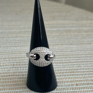 Silver pavé disc Women's Ring